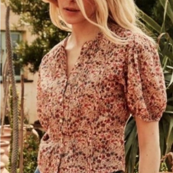 Doen Tops - DOEN Narcissa Top in Pink Floral Valley